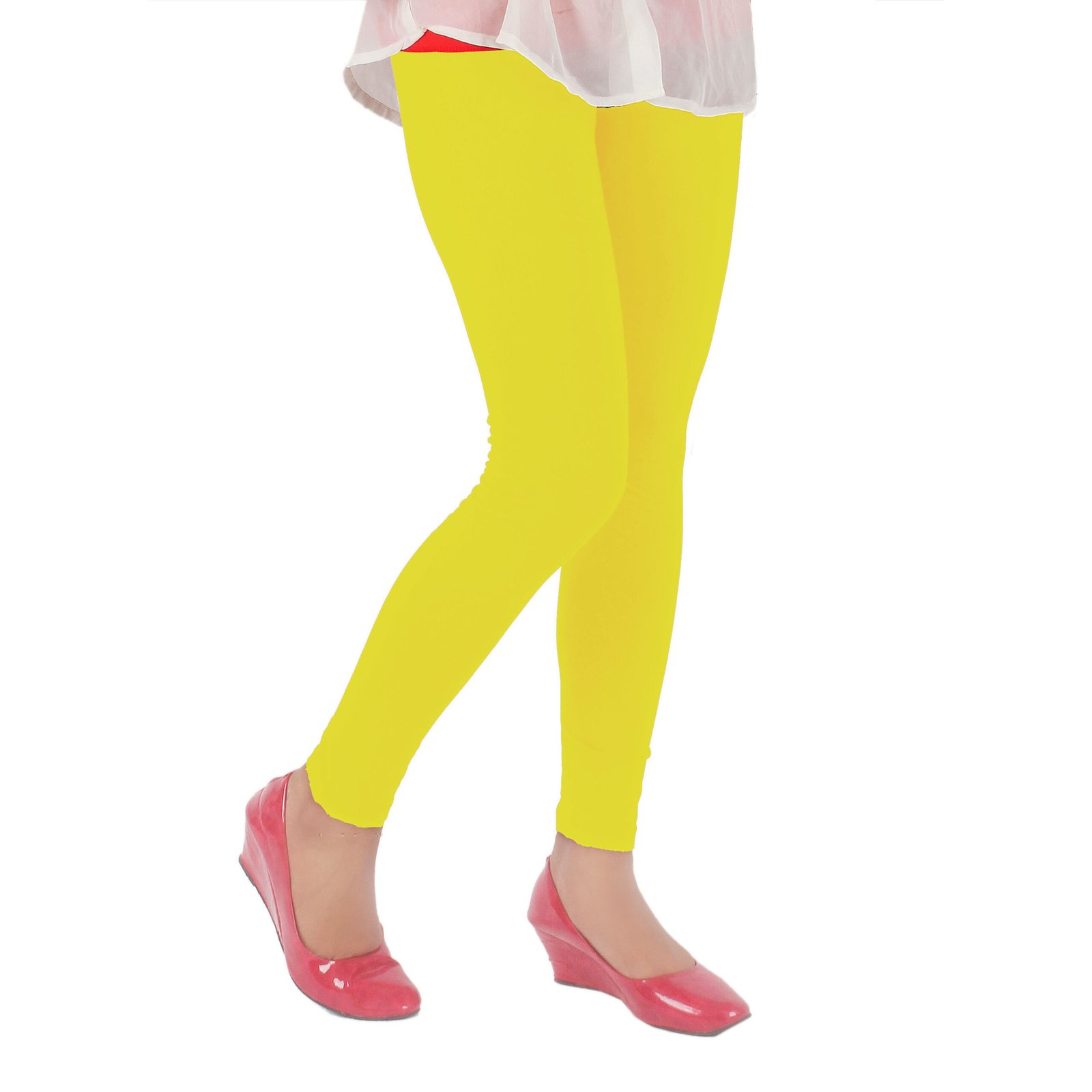 Clora Light Golden Solid Shimmer Ankle Length Leggings - Clora Creation-thanhphatduhoc.com.vn