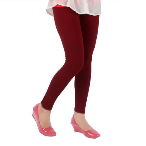 Dark Maroon Ankle Length Leggings by Tarsi